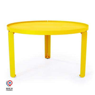 Table basse ronde DECO-GEM, acier, jaune. D.70.5 cm H.42 cm