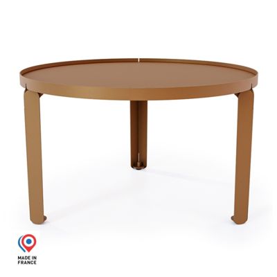 Table basse ronde DECO-GEM, acier, marron. D.70.5 cm H.42 cm