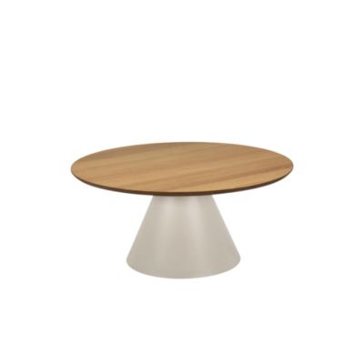 Table basse ronde en bois et métal grège D85  - GIROLLE