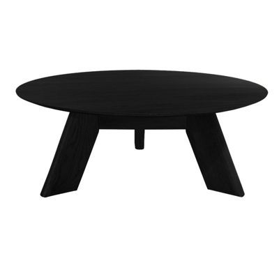 Table basse ronde en bois noir D.90 cm avec 3 pieds inclinés - ZARA