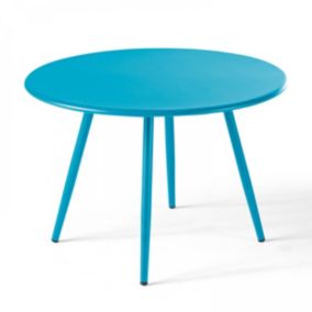 Table basse ronde en métal bleu Palavas  Oviala