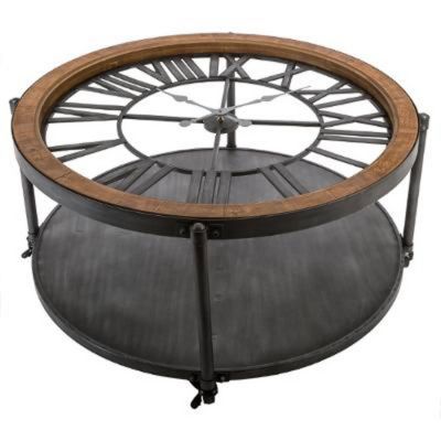 Table Basse Ronde en Métal "Chrono" 89cm Noir