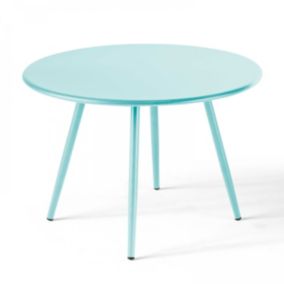 Table basse ronde en métal turquoise 50 cm Palavas  Oviala