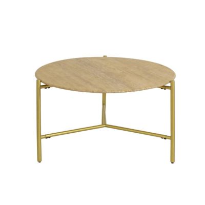 Table basse ronde en marbre et métal doré Cerys