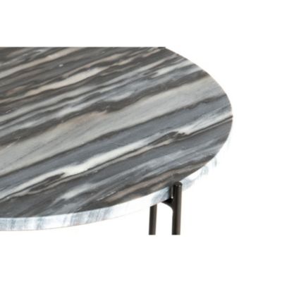 Table basse ronde en marbre et pieds en métal noir D50 Gris  - MELBA