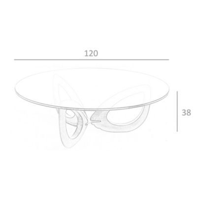 Table basse ronde en verre trempé et noyer