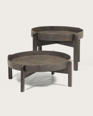 Table basse ronde gigogne en métal noir - Uniqka