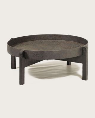 Table basse ronde gigogne en métal noir - Uniqka