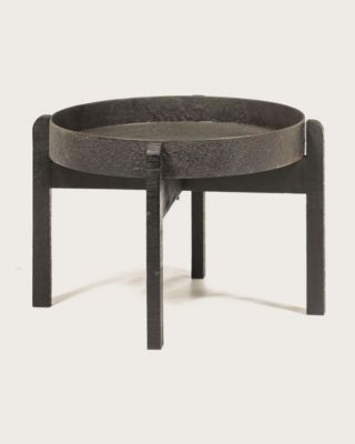 Table basse ronde gigogne en métal noir - Uniqka