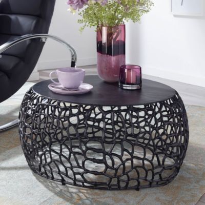 Table Basse Ronde Métal 66x66x30 cm Petite Table de Salon Moderne FineBuy