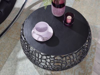 Table Basse Ronde Métal 66x66x30 cm Petite Table de Salon Moderne FineBuy