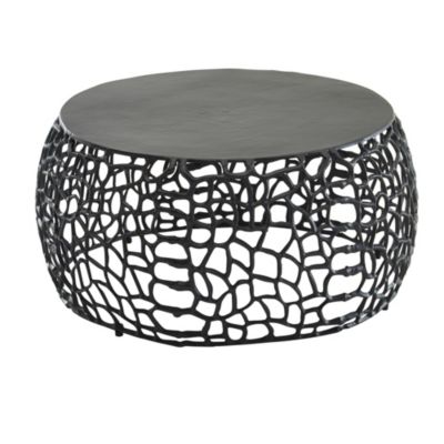 Table Basse Ronde Métal 66x66x30 cm Petite Table de Salon Moderne FineBuy