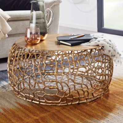 Table Basse Ronde Métal 66x66x30 cm Petite Table de Salon Moderne FineBuy