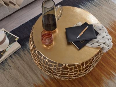Table Basse Ronde Métal 66x66x30 cm Petite Table de Salon Moderne FineBuy