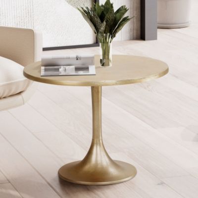 Table Basse Ronde Métal Doré 60 cm Petite Design Table Salon Moderne FineBuy