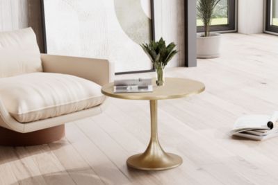 Table Basse Ronde Métal Doré 60 cm Petite Design Table Salon Moderne FineBuy