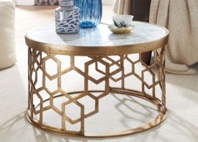 Table Basse Ronde Marbre 60x60x36 cm Petite Table de Salon Moderne Blanc FineBuy