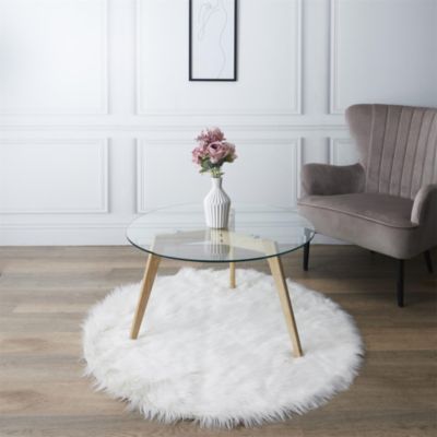 Table basse ronde plateau en verre 80 cm