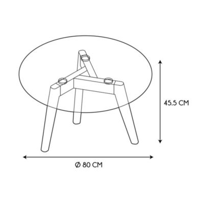 Table basse ronde plateau en verre 80 cm