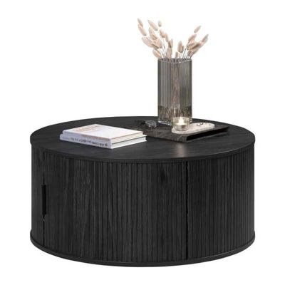 Table basse ronde TRENDTEAM 80 cm chêne noir MDF avec rangement intégré