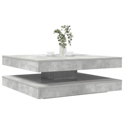 Table basse rotative à 360 degrés,Table Salon,Table d'appoint gris béton 90x90x34,5 cm
