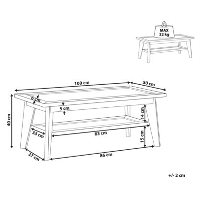 Table basse rustique avec étagère SIMLA