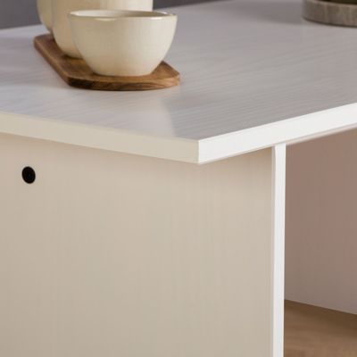 Table basse SALTO rectangulaire pour salon en bois massif blanc, 110x45 cm, élégante et minimaliste, pieds en bois