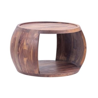 Table Basse Sheesham Bois Massif ronde 60 cm Table Salon Compartiment Rangement FineBuy