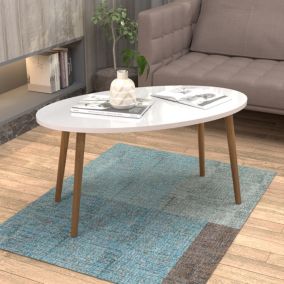 Table basse Sindal ovale 41 x 90 x 50cm blanc naturel en.casa