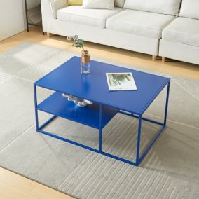 Table basse Solund du Salon Rectangulaire 45 x 90 x 60 cm bleu foncé en.casa