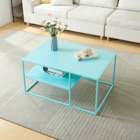 Table basse Solund du Salon Rectangulaire 45 x 90 x 60 cm bleu menthe en.casa