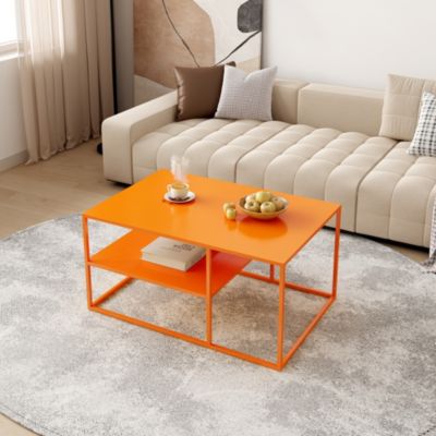 Table basse Solund du Salon Rectangulaire 45 x 90 x 60 cm orange en.casa