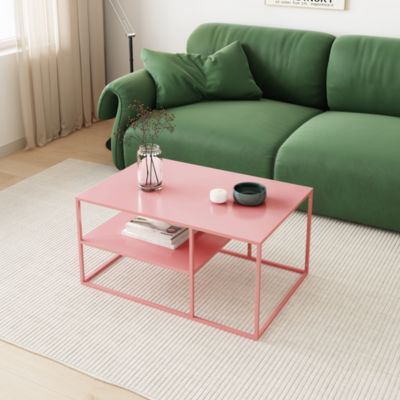 Table basse Solund du Salon Rectangulaire 45 x 90 x 60 cm rose en.casa