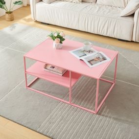 Table basse Solund du Salon Rectangulaire 45 x 90 x 60 cm rose en.casa