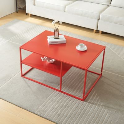 Table basse Solund du Salon Rectangulaire 45 x 90 x 60 cm rouge en.casa