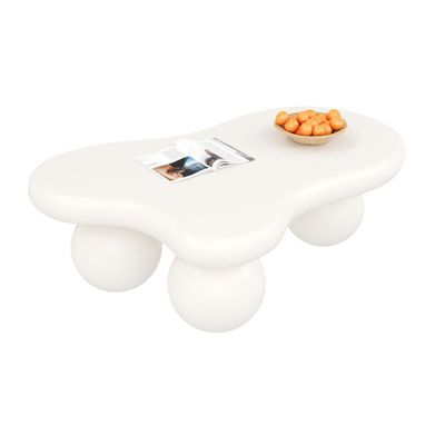 Table Basse Style Nuage Blanc Avec Éclairage LED - 16 Couleurs Disponibles, Pieds Ronds