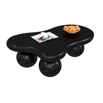 Table Basse Style Nuage Noir Avec Éclairage LED - 16 Couleurs Disponibles, Pieds Ronds