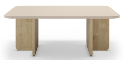 Table basse, table de salon aspect bois coloris crème - Longueur 100 x Profondeur 60 x Hauteur 42 cm