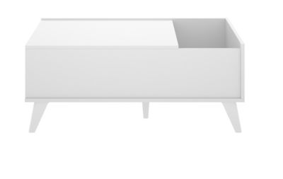 Table basse, table de salon relevable en bois mélaminé coloris blanc - Longueur 99 x Profondeur 60 x Hauteur 41cm