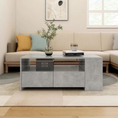 Table basse,Table Salon,Table d'appoint gris béton 102x55x42 cm bois d'ingénierie 559322