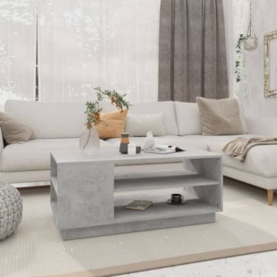 Table basse,Table Salon,Table d'appoint gris béton 102x55x43 cm bois d'ingénierie