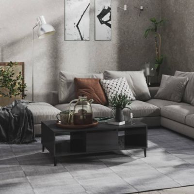 Table basse,Table Salon,Table d'appoint gris brillant 103,5x60x35 cm bois d'ingénierie