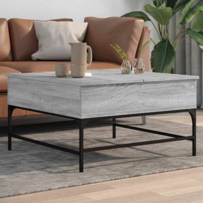 Table basse,Table Salon,Table d'appoint sonoma gris 80x80x45 cm bois d'ingénierie et métal