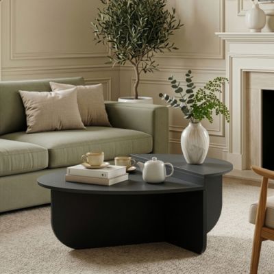 Table basse Tondesdaslo 90 x 90 x 35 cm gris foncé en.casa