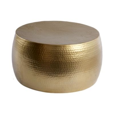 Table basse TRIANE 60 cm en aluminium doré  Table basse ronde design effet martelé