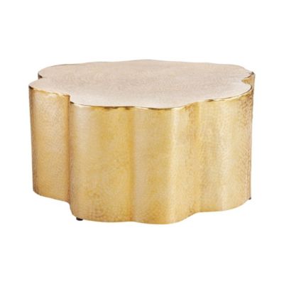 Table basse TRIANE dorée forme organique  Aluminium brillant design asymétrique