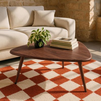 Table basse triangulaire en MDF bois foncé  Oviala