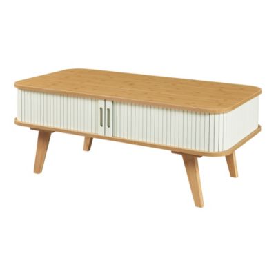 Table basse Tysvær bambou 100 x 50 x 40 cm naturel blanc crème en.casa