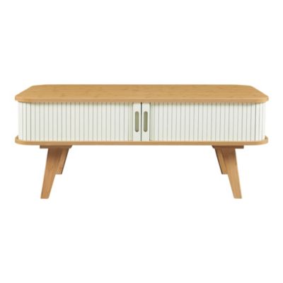 Table basse Tysvær bambou 100 x 50 x 40 cm naturel blanc crème en.casa