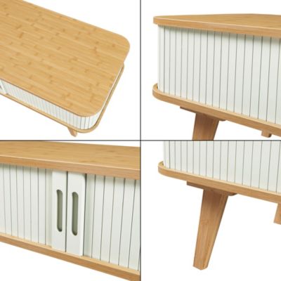 Table basse Tysvær bambou 100 x 50 x 40 cm naturel blanc crème en.casa